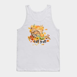 Fall Y'all Happy Fall Hello Pumpkin Season Halloween and Thanksgiving Tank Top